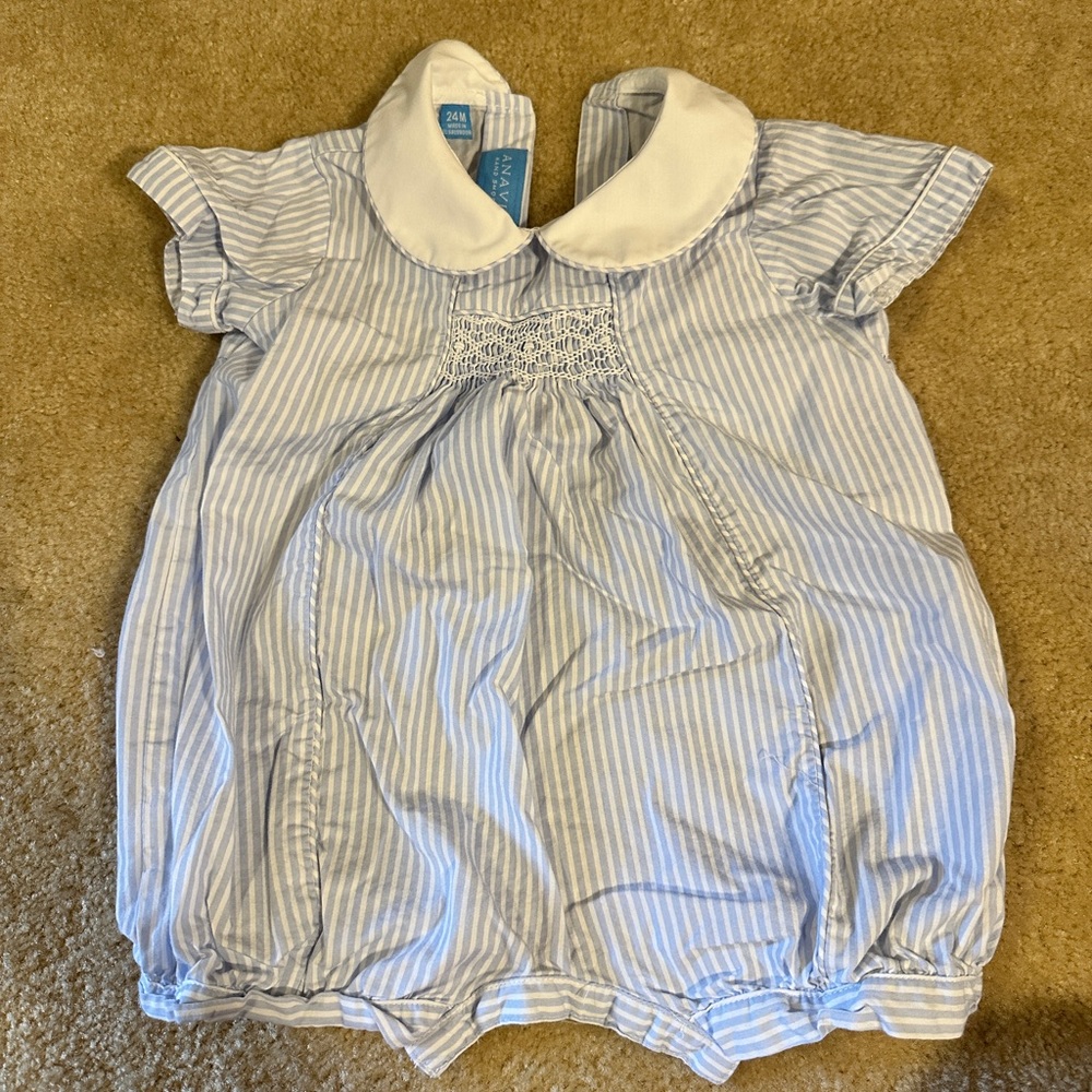 Hand smocked romper. Size 24 months.